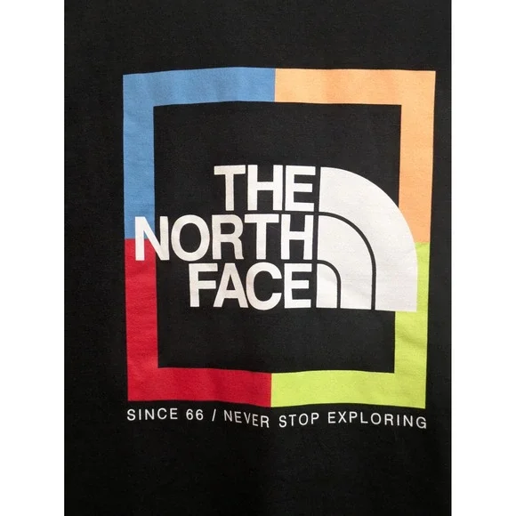 The North Face Mens XL Black Graphic T Shirt Sinceβ 66 Never Stop Exploring Tee - Picture 2 of 8